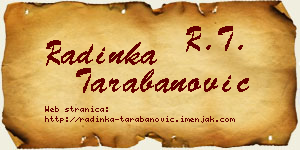 Radinka Tarabanović vizit kartica